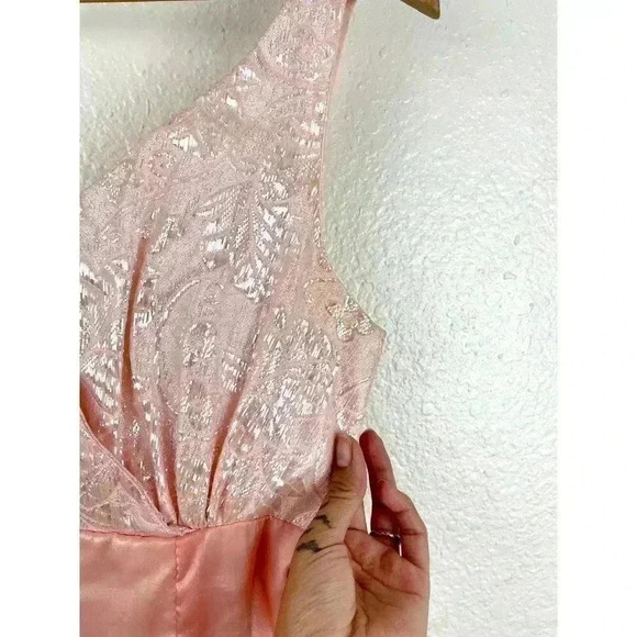 VTG Handmade Pink Shiny Sleeveless Elegant Long Dress READ Women's SMALL - Picture 16 of 16